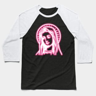 Pink Neon Virgin Mary Baseball T-Shirt